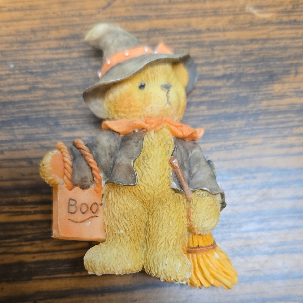 Halloween Bear Figurine with Broom